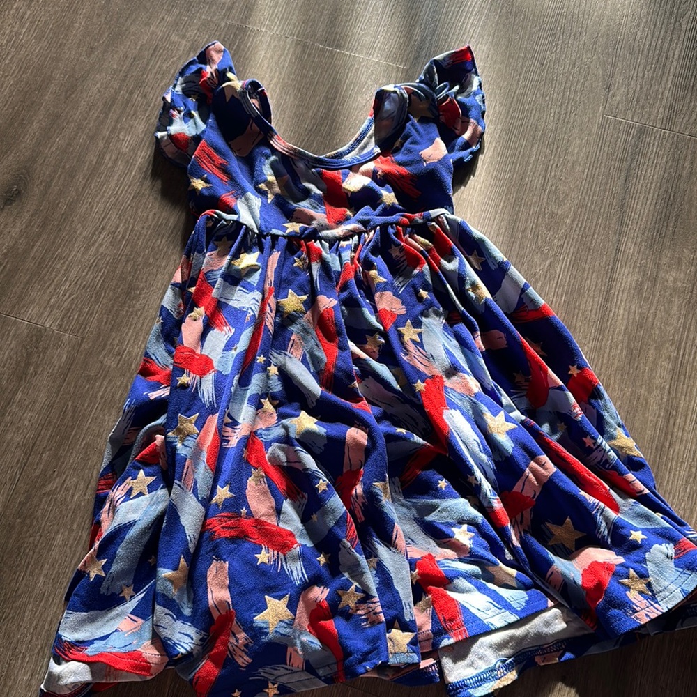Patriotic ruffle sleeve dress